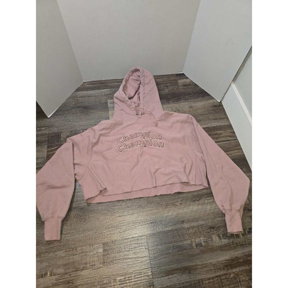Champion Reverse Weave Cropped Sweater  Double Logo Back Spell Out XL Pink   #80
